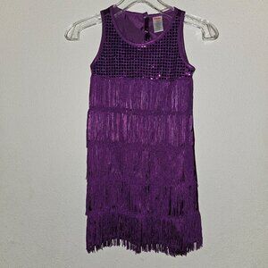Gymboree Purple Flapper Dress Fringe Sequins Halloween Costume Girls Small 5-6